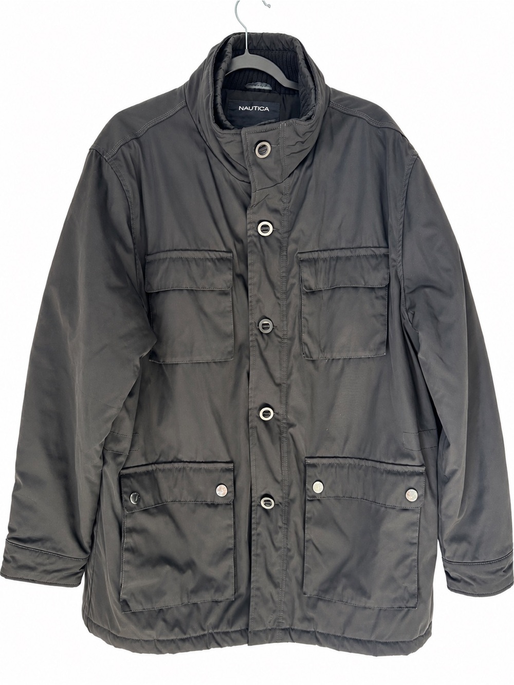 Nautica Men’s Black Field Jacket Quilted Lined Utility Coat Multi Pocket XL